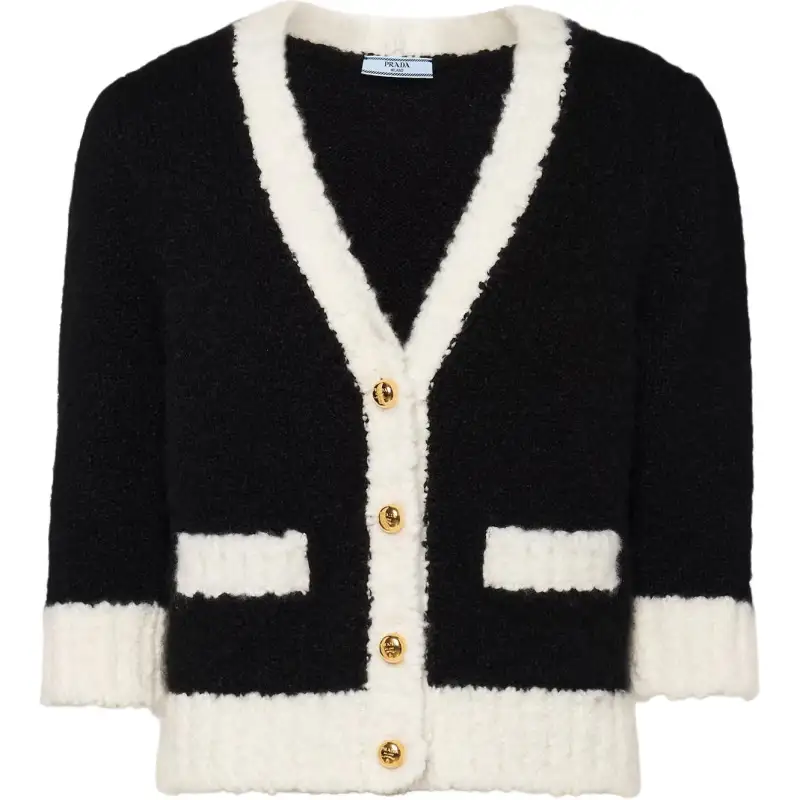 PRADA Contrast trim Cashmere silk Cardigan