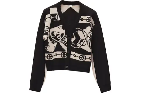 HERMES Cashmere Sweaters Women's Black V Neck Moderate