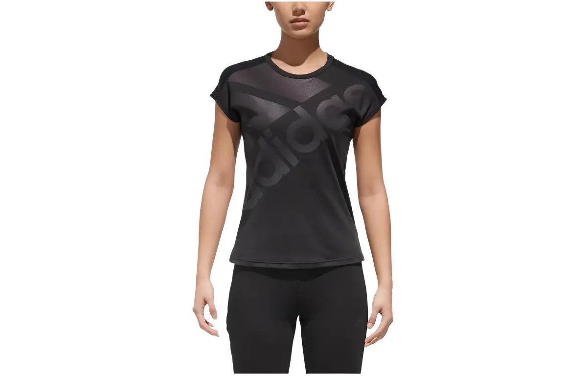 Adidas T-Shirts Women's Black Crew Neck Moderate Straight Fit