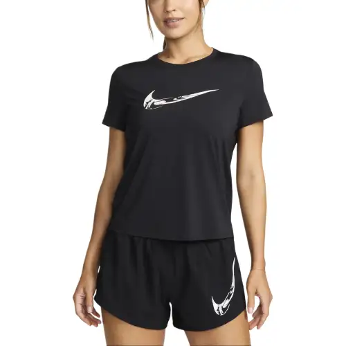 Nike T Shirts Women's Black Crew Neck Moderate Straight Fit