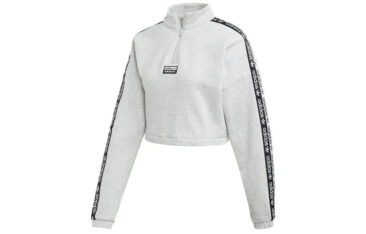 Adidas Originals Sweatshirts Women's Gray Stand Collar Moderate Regular