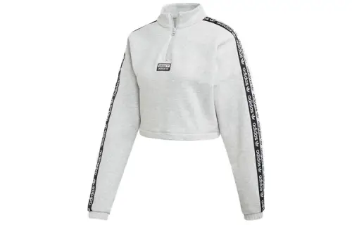 Adidas Originals Sweatshirts Women's Gray Stand Collar Moderate Regular