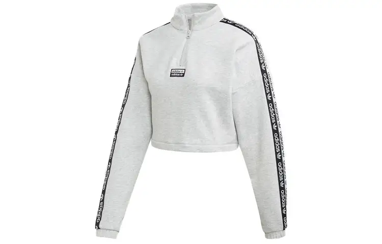 Adidas Originals Sweatshirts Women's Gray Stand Collar Moderate Regular