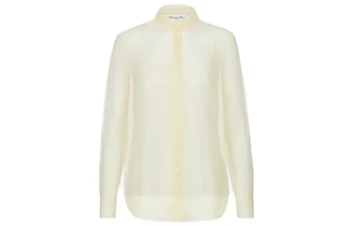 DIOR Quarterly New Products Shirts Women's Ecru Stand Collar Moderate Shirt