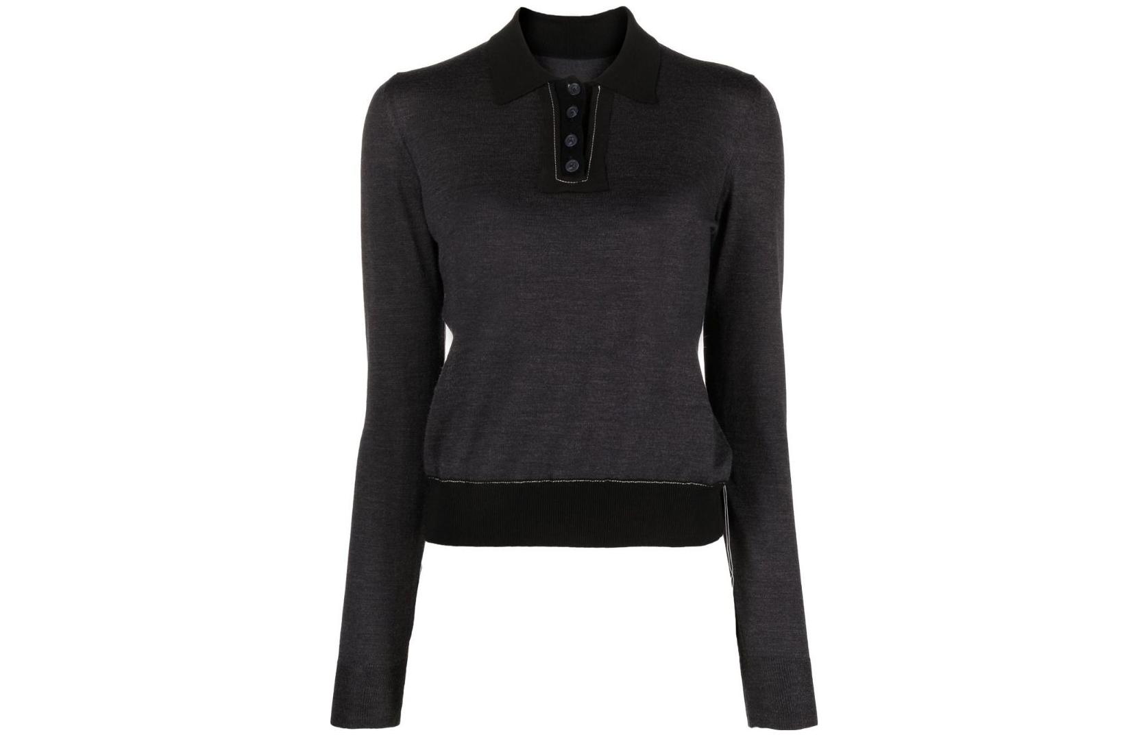 Maison Margiela Semir, knitted long-sleeve, sleeves, sweater, polo collar
