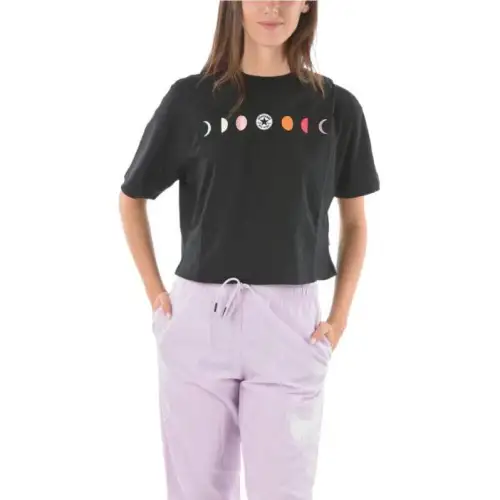Converse T Shirts Women's Black Crew Neck Moderate Other