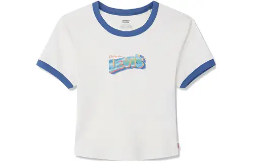 Levis T Shirts Women's White Crew Neck Moderate Other