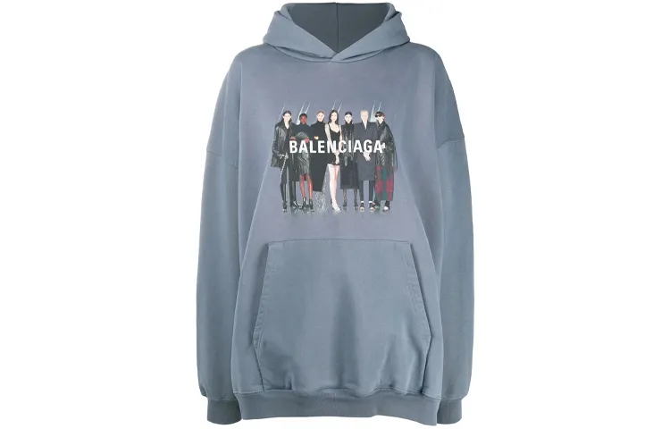 Balenciaga Sweatshirt Regular Fit Women's Gray Blue