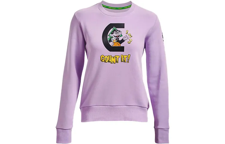 Under Armour Curry X Sesame Street Sweatshirts Women's Purple Crew Neck Moderate Straight Fit