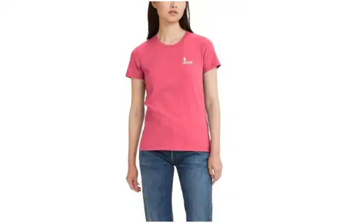 Levis T Shirts Women's Pink Crew Neck Moderate Straight Fit