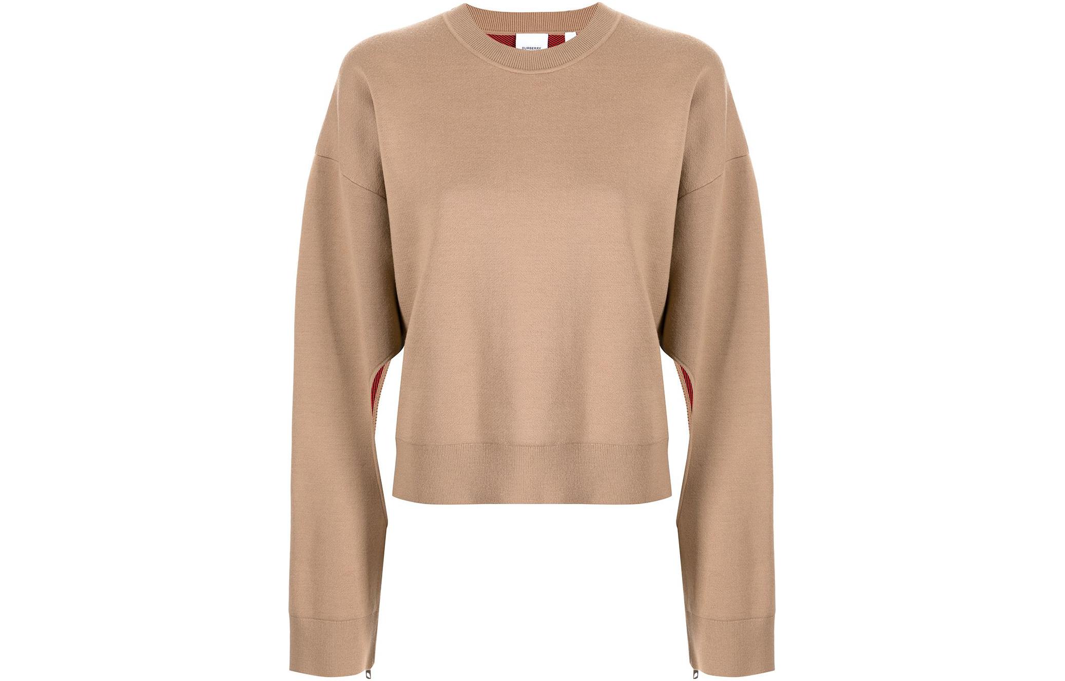 Burberry Cashmere Sweaters Women's Khaki Crew Neck Moderate