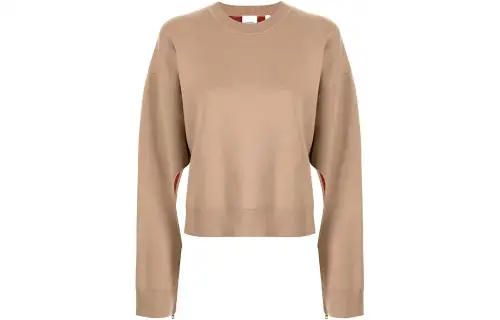 Burberry Cashmere Sweaters Women's Khaki Crew Neck Moderate