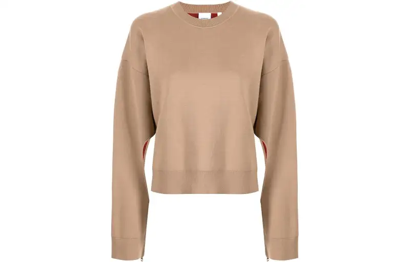 Burberry Cashmere Sweaters Women's Khaki Crew Neck Moderate