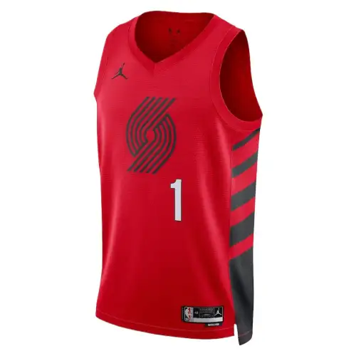 NBA Portland Trail Blazers Jordan Statement Swingman Anfernee Simons alphanumeric printed comfortable and breathable casual basketball vest, same style for men and women, red