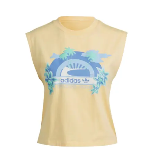 Adidas Originals T Shirts Women's Yellow Crew Neck Moderate Straight Fit