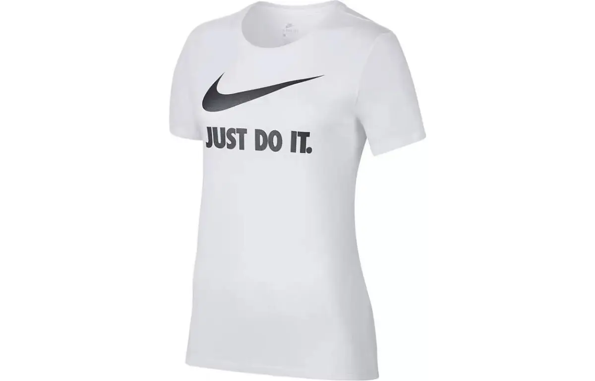 Nike T-Shirts Women's White Crew Neck Moderate Straight Fit