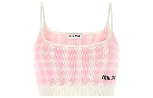 MIU MIU Camisoles Women's Pink Square Collar Moderate Straight Fit