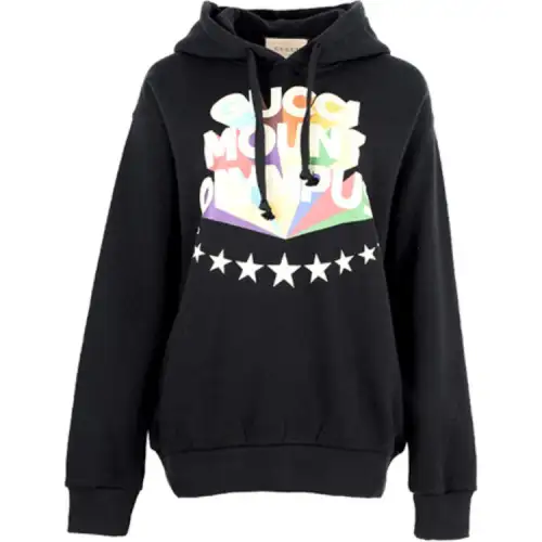 GUCCI Sweatshirts Women's Black Hooded Moderate Regular