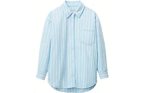 Alexander wang FW21 striped padded long-sleeved shirt women's blue and white