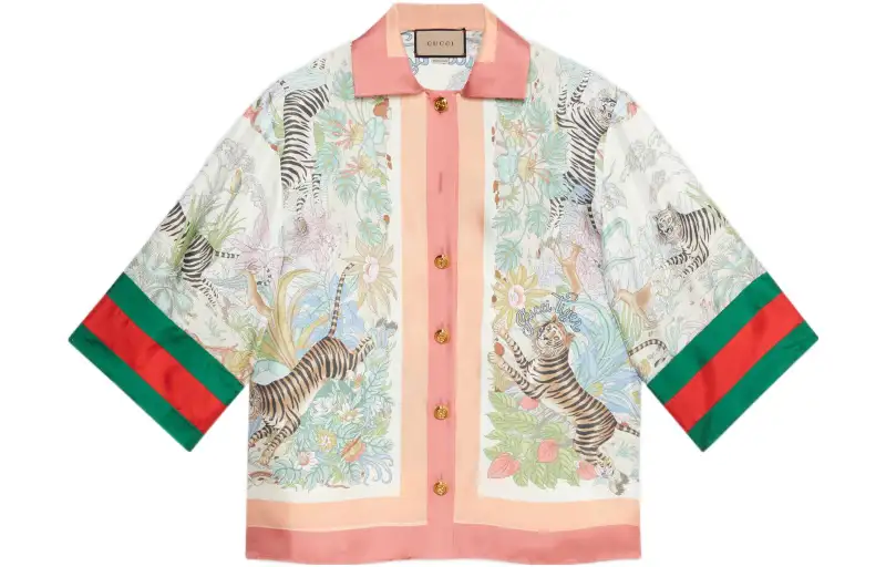 GUCCI Shirts Women's White Lapel Moderate Shirt