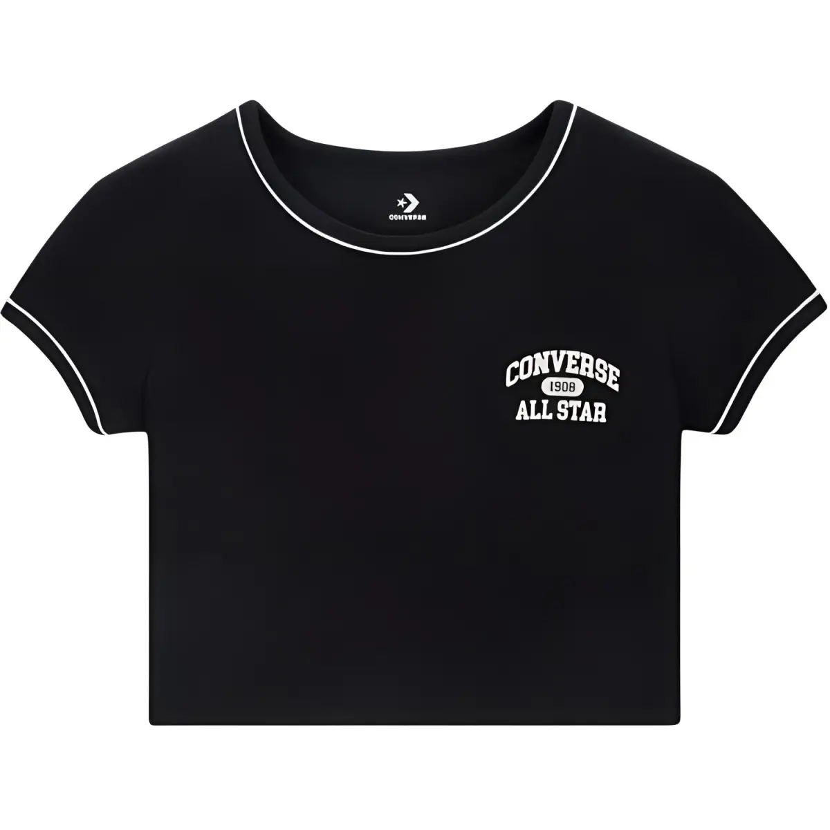 Converse T-Shirts Women's Black Crew Neck Moderate Other