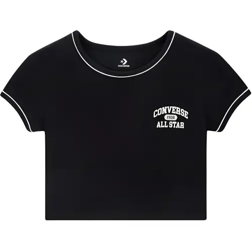 Converse T Shirts Women's Black Crew Neck Moderate Other