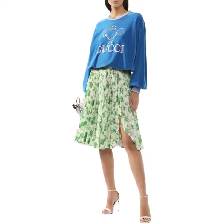 GUCCI Sweatshirts Women's Blue Crew Neck Moderate Regular