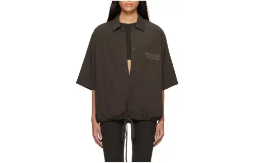 Fear Of God Essentials T Shirts Women's Light Black Lapel Moderate Straight Fit
