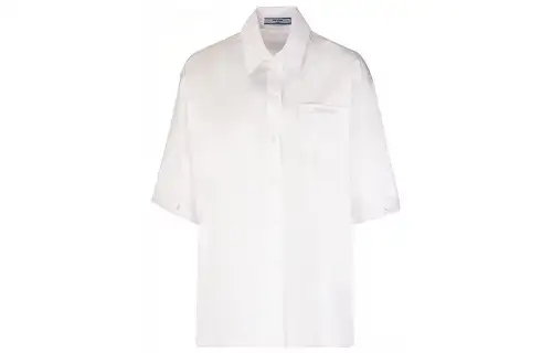 PRADA Shirts Women's White Pointed Collar Moderate Shirt