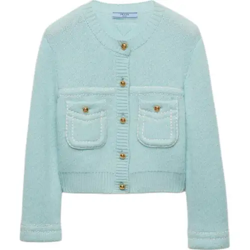 PRADA Cashmere Cardigan Knitwear Women's Mint Green