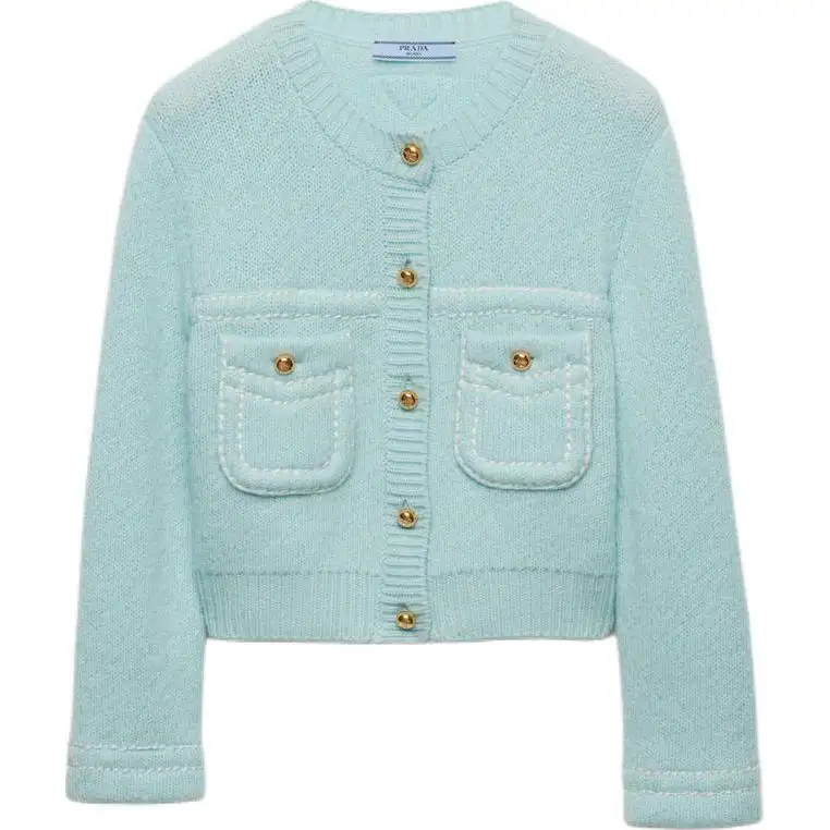 PRADA Cashmere Cardigan Knitwear Women's Mint Green