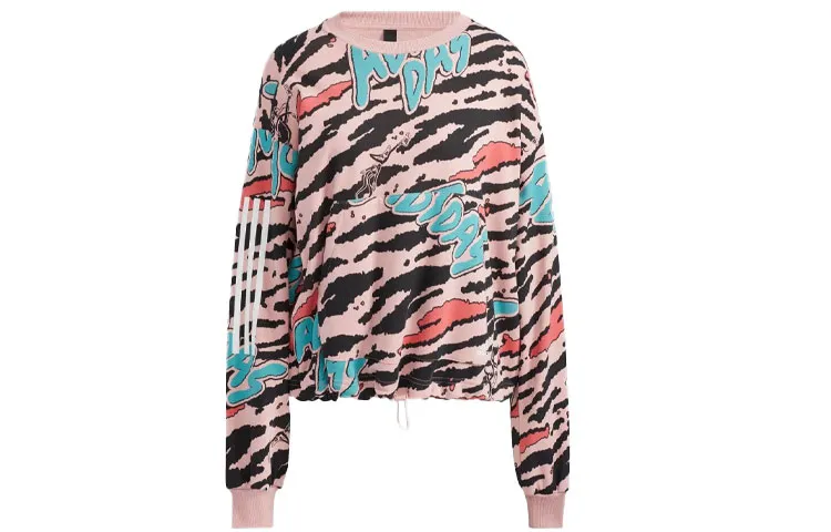 Adidas Sweatshirts Women's Pink Crew Neck Moderate Nipped-in Waist