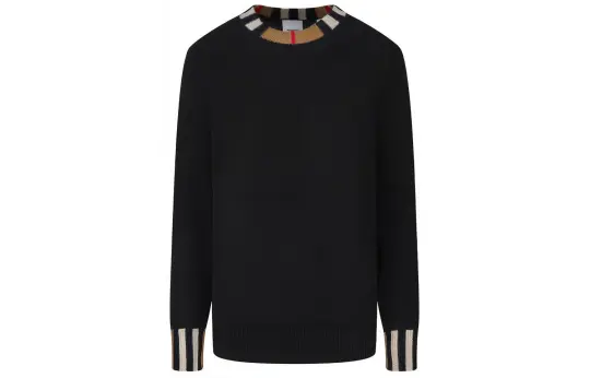 Burberry Icon Stripe Trim Cashmere Sweater Black