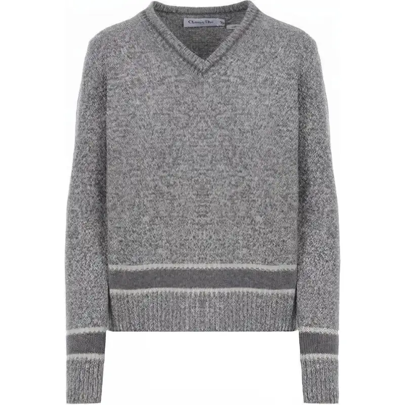 DIOR Quarterly New Products Cashmere Sweaters Women's Gray V Neck Moderate
