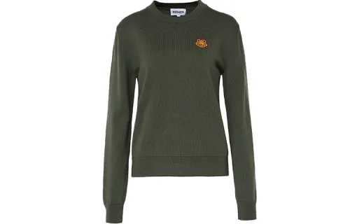 KENZO Sweatshirts Women's Army Green Crew Neck Moderate Regular