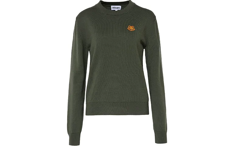 KENZO Sweatshirts Women's Army Green Crew Neck Moderate Regular