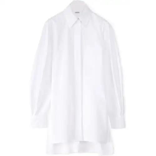 LOEWE Shirts Women's White Pointed Collar Moderate Shirt