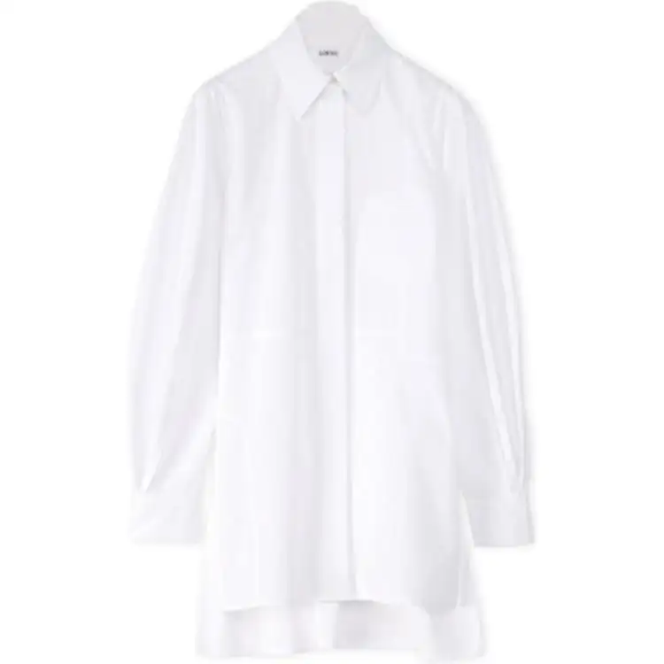 LOEWE Shirts Women's White Pointed Collar Moderate Shirt