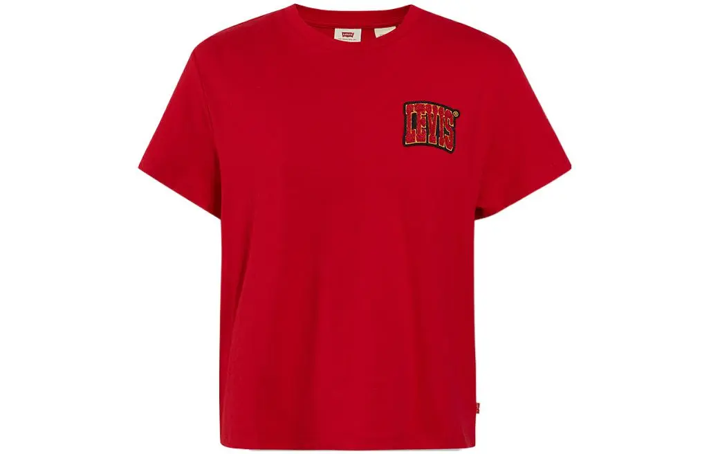 Levi's T-Shirts Women's Red Crew Neck Moderate