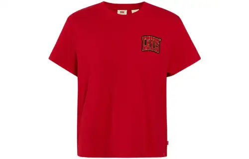Levis T Shirts Women's Red Crew Neck Moderate