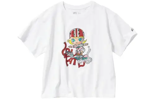 UNIQLO X POP MART SS23 Drop Shoulder Sleeve T Shirt Women's White