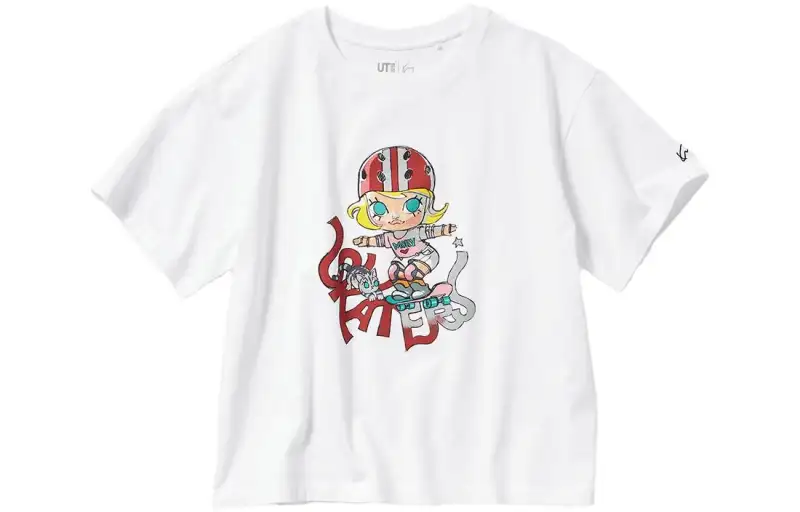 UNIQLO X POP MART SS23 Drop Shoulder Sleeve T Shirt Women's White