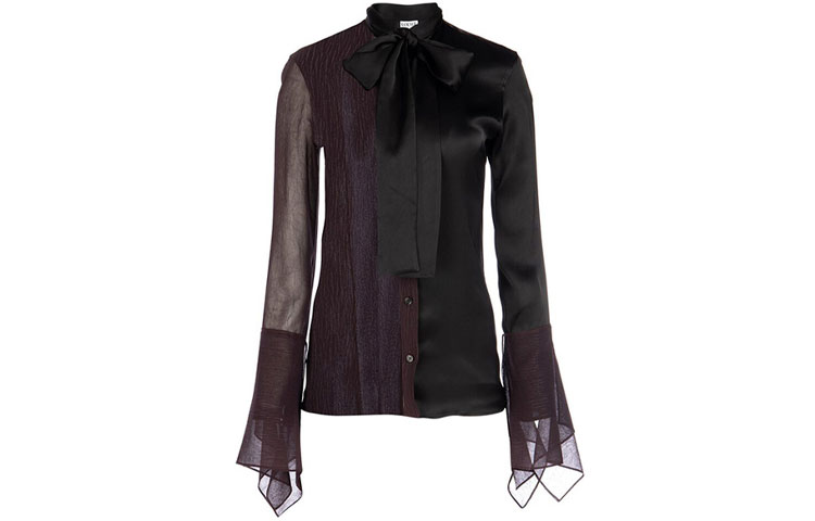 LOEWE Shirts Women's Black Scarf Collar Moderate Other