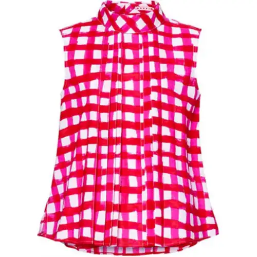 UNIQLO X Marni Women's Check Tuck Blouse Pink