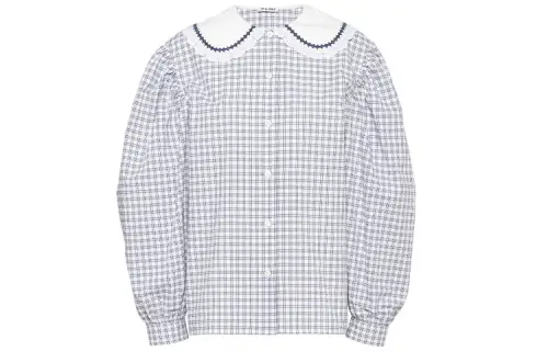 MIU MIU Shirts Women's Blue Peter Pan Collar Moderate Shirt