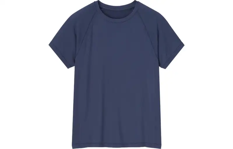 UNIQLO T Shirts Women's Sea Blue Crew Neck Moderate Straight Fit