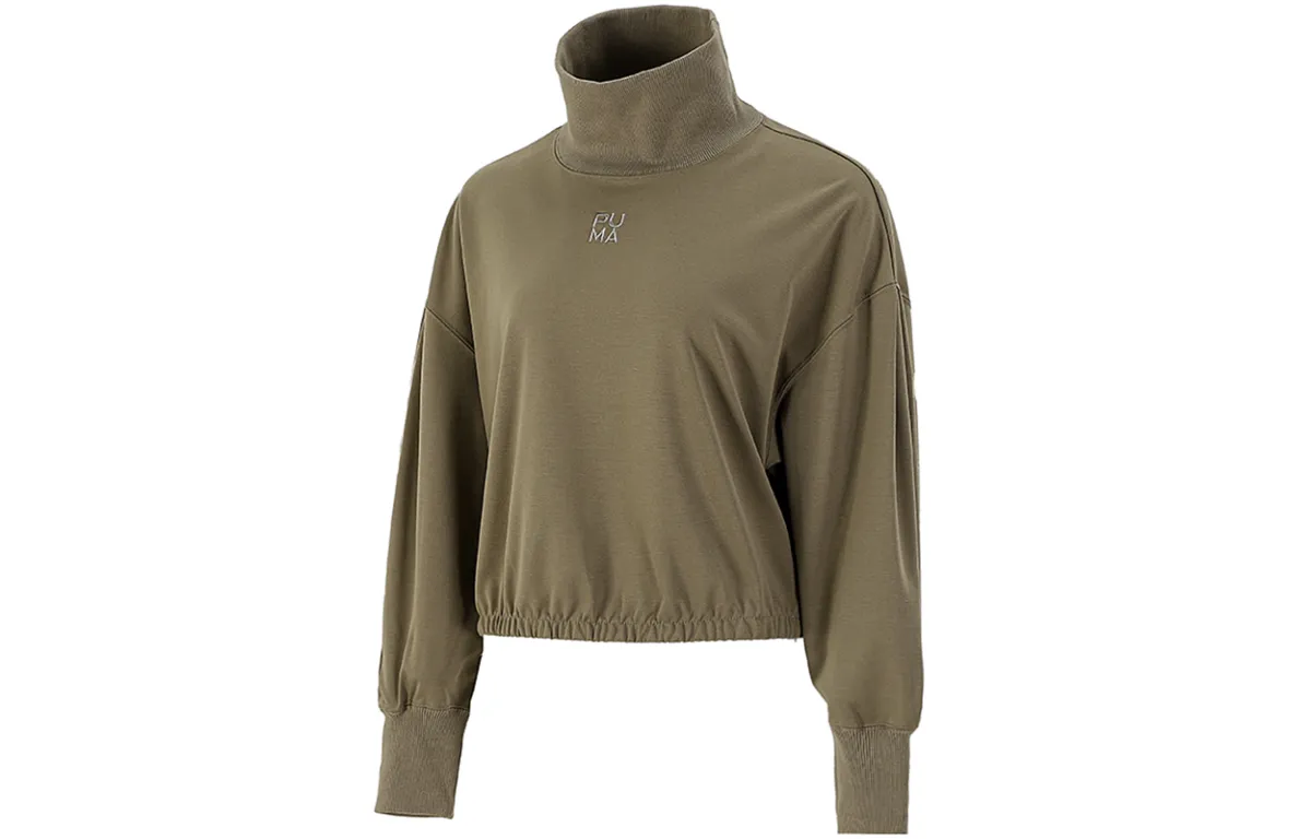 PUMA Sweatshirts Women's Green Turtleneck Moderate Regular