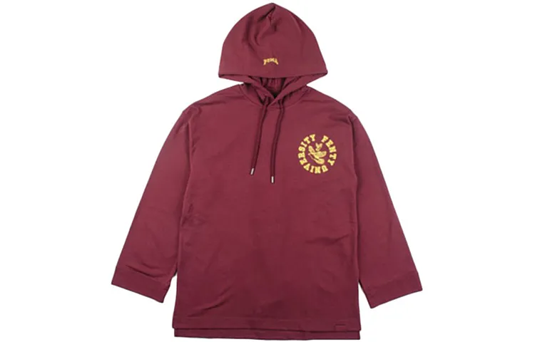 PUMA Sweatshirts Women's Burgundy Hooded Moderate Regular