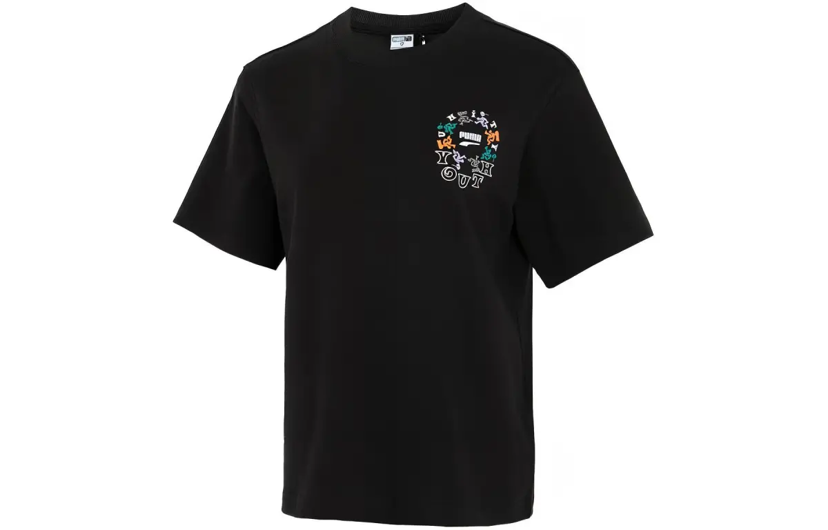 PUMA Drop Shoulder Sleeve T Shirt Women's Black