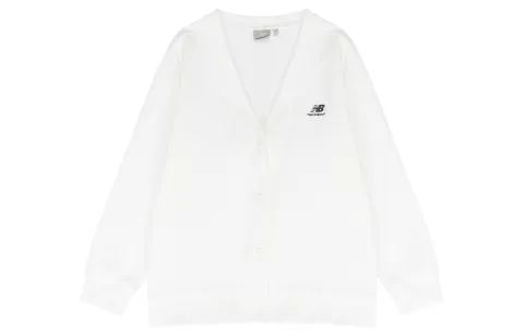New Balance Knitwear Women's White V-neck Moderate Cardigan